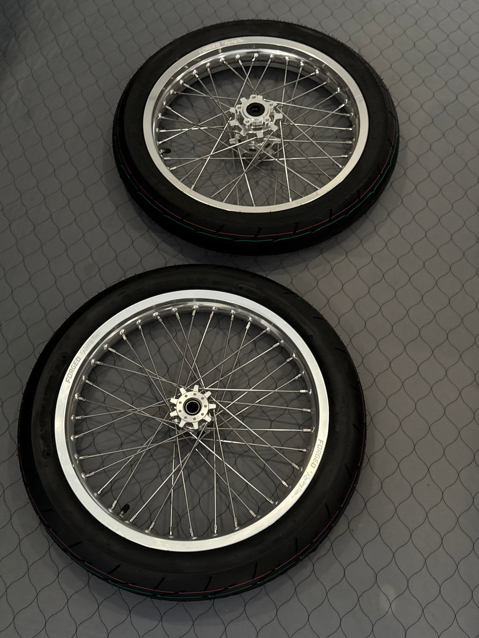 Surron Light Bee X / E-Ride Pro Supermoto Wheelset (Thick/Wide) - Chrome Silver / Gloss Black