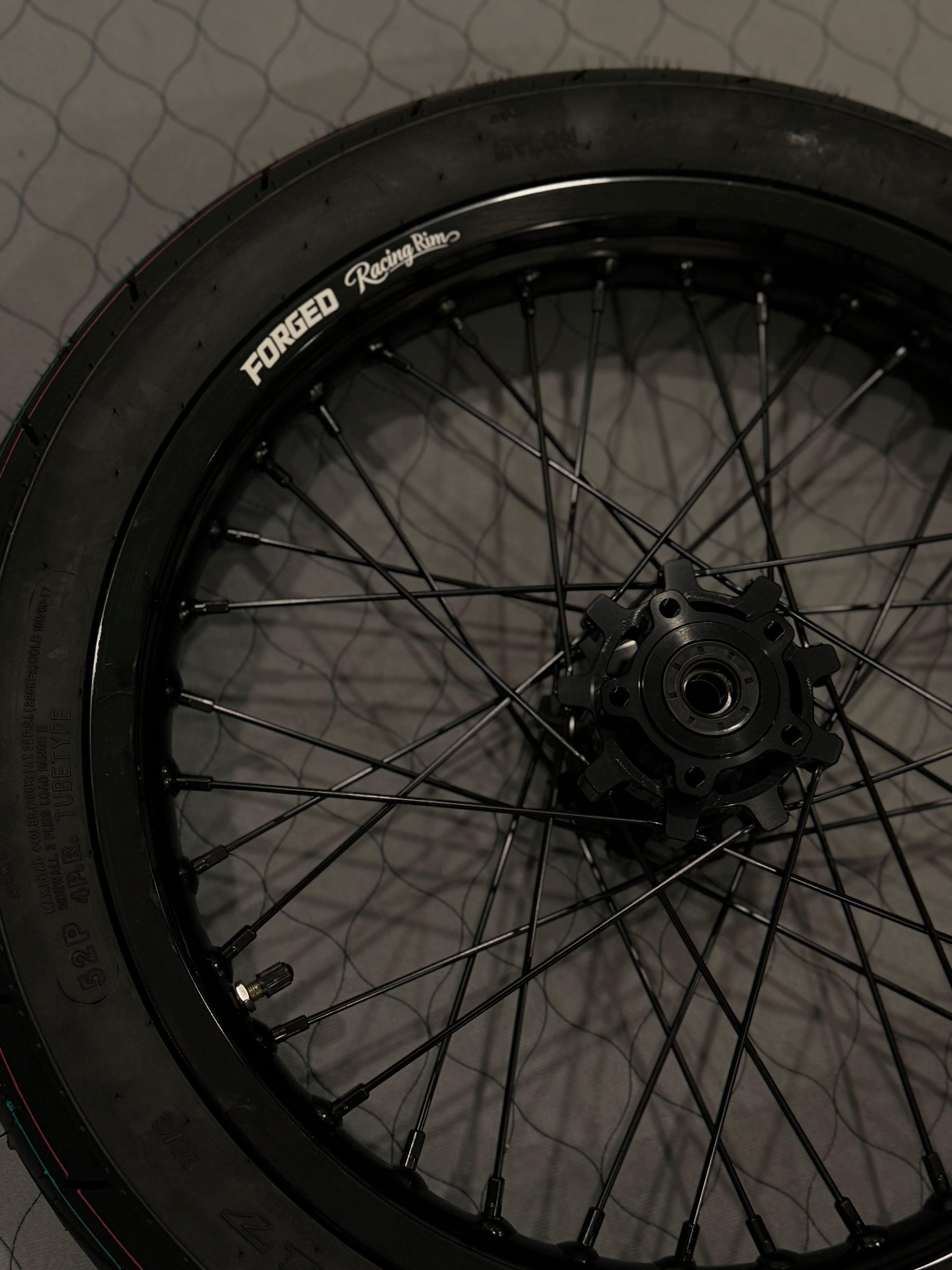 Surron Light Bee X / E-Ride Pro Supermoto Wheelset (Thick/Wide) - Chrome Silver / Gloss Black