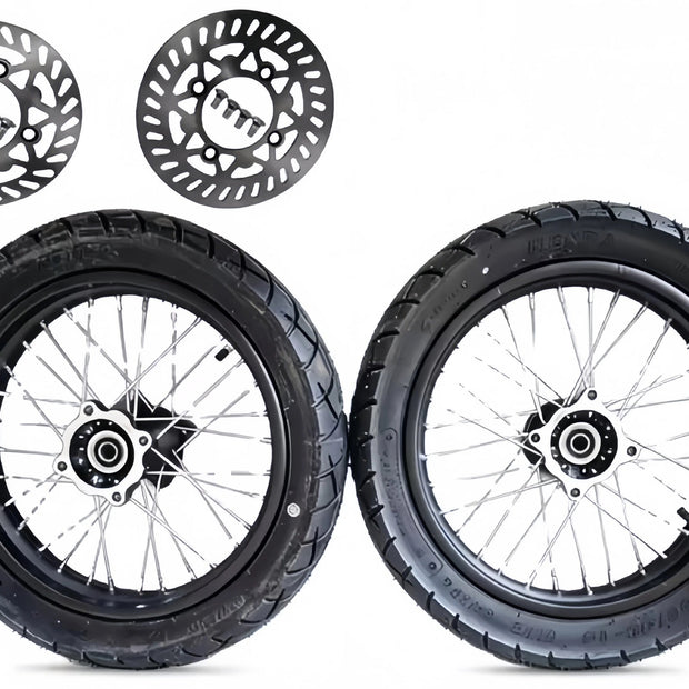 "SKINNY" Supermoto Sets With Sprockets and Rotors - For Throne Strike, Yozma IN10, Tuttio Soliel 01 , Valtinsu EM-5, Qronge X1 Spark, Etc.